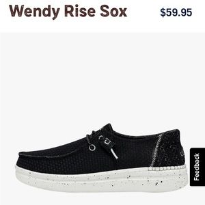 HEYDUDE Wendy Rise Sox Black Silver Size 8